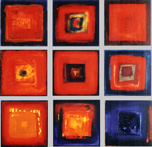 Série "Bleu-Rouge carréiforme" (9) • 9 x (27x27 cm) • 2000